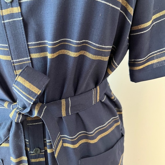 Pendleton Virgin Wool Striped Sheath Dress Pockets Tie Waist Modest - Picture 5 of 7